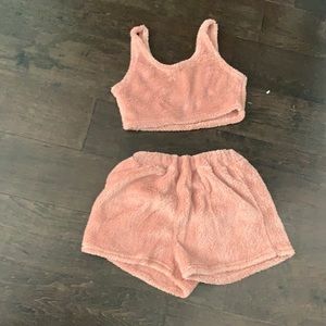 Two piece lounge set, pink cream